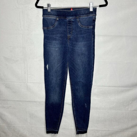 SPANX By Sara Blakely Pull-On Distressed Denim Legging Jeans Size S (27x27) - Picture 1 of 10